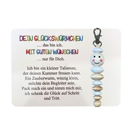 Glückswürmchen, Sorgenwürmchen handmade, Ranzenbaumler, Sorgenwurm, Worry worm, Mutmacher, Glücksbringer, Holz, Farbwahl (Weiß)