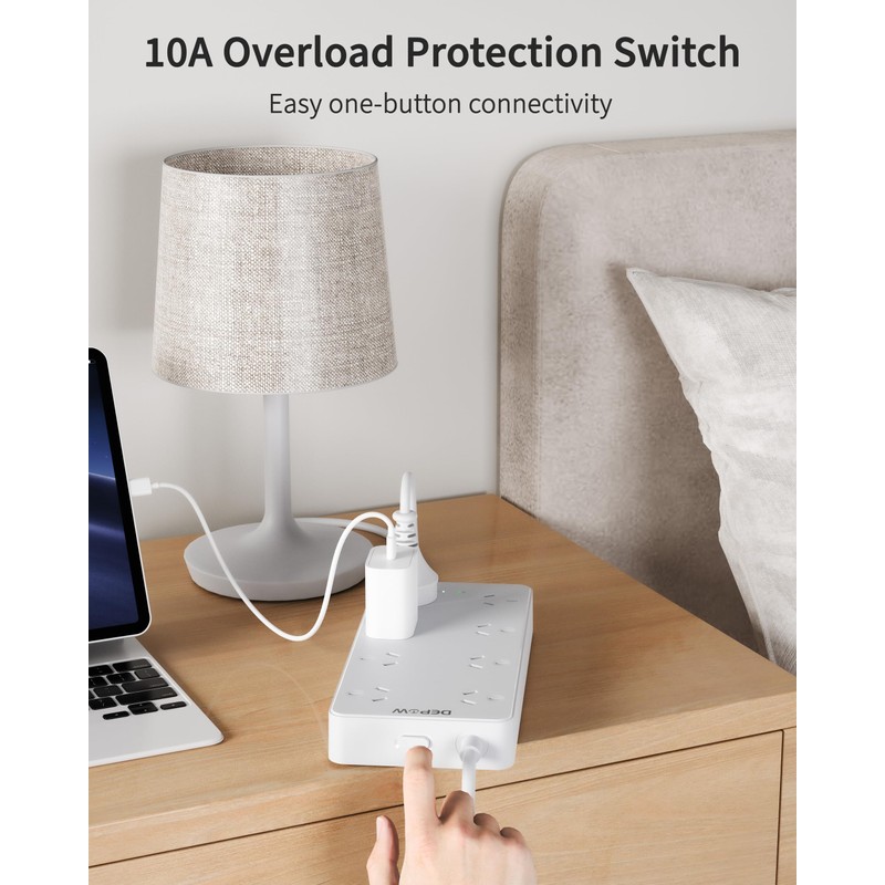 DEPOW Surge Protected Power Board with 8 AC Outlets, Powerboard