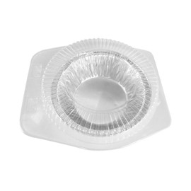 KitchenDance Disposable Plastic Pie Pans with Clear Clamshell Containers - 5 Inches Round Plastic Foil Individual Pot Pie Pans for Baking, Cooking, Preparing Food, Nonstick Pan #501-762, 25 Count Set