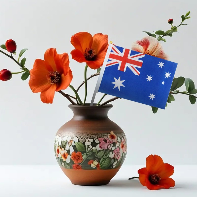 Fiohiros 15 Pcs 5.5x8.3 in Australia Hand Waving Flag, Australia