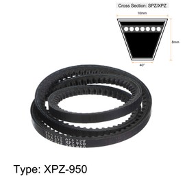 sourcing map XPZ-950 V-Belts Drive Belt 950mm Pitch Girth 10mm Width 8mm Height Rubber for Power Transmission