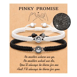 Mezrkuwr Partner Bracelets Couples Gifts Projection of 100 Languages of I Love You Matching Couple Bracelet Amulet for Valentine's Day Black and White