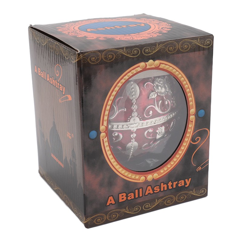 Ball Ashtray with Windproof Lid Retro Dragon Stereoscopic Relief Zinc
