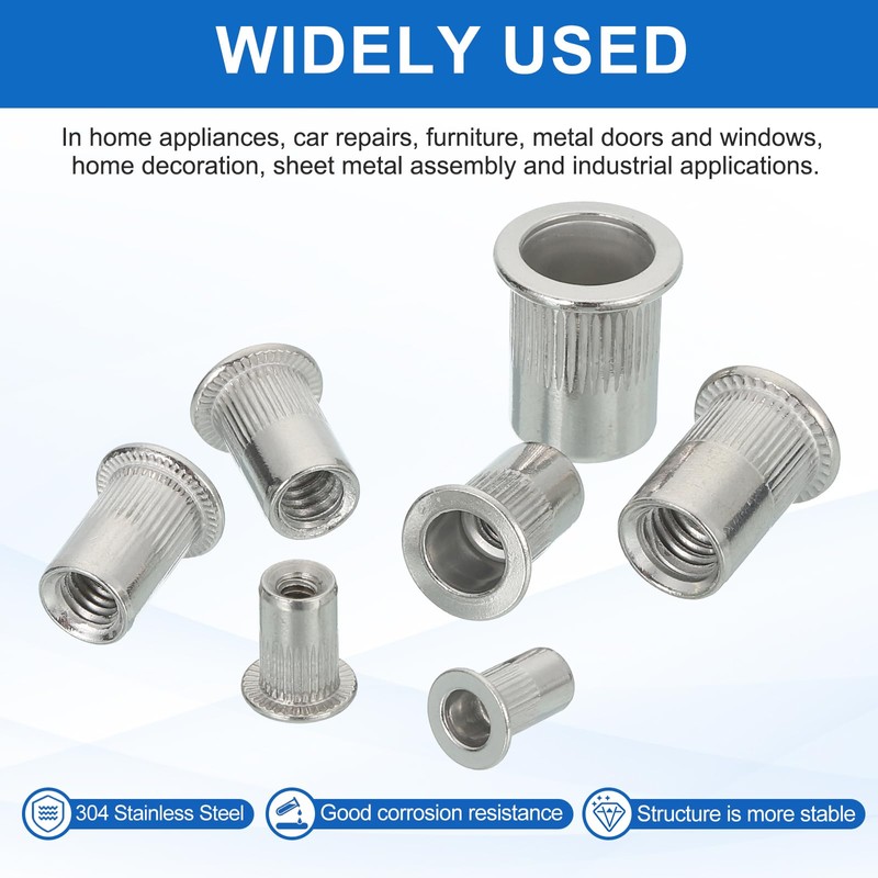 sourcing map 18Pcs 1/4-20 Rivet Nut 304 Stainless Steel Rivet