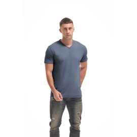 VEIISAR Premium V Neck T Shirts for Men - Modern Fitted Tees Vneck Undershirts V6 Royal Blue-Grey XXL
