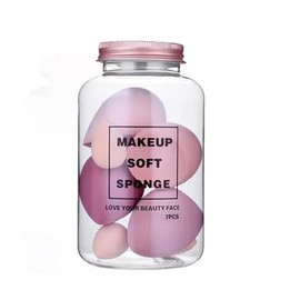 Conjunto de Esponjas Cosméticas (7 Piezas) Suaves para Maquillaje, Beauty Blenders para Líquidos, Cremas y Polvos (Rosa)