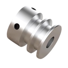 CHANCS Aluminum Alloy Double Groove Pulley 30mm(1-3/16") OD 16mm(5/8") Fixed Bore Pulley for Motor Shaft Drilling Machine 6mm(1/4") PU Round Belt