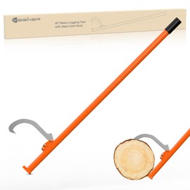 Yesker 60" Cant Hook for Log Roller Logging Tools with Adjustable Steel Cant Hooks & Rubber Grip Heavy Duty Timberjack Log Lifter Mover for Rolling, Raising, Turning Logs up to 32" Diameter, Orange