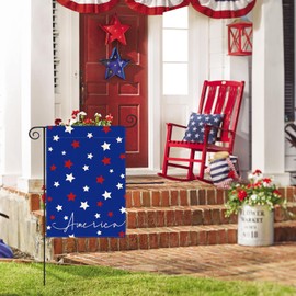AVOIN colorlife 4th of July America Blue Garden Flag 12x18 Inch Double Sided Outside, Independence Day Patriotic Stars Yard Outdoor Decoration