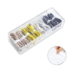 STARRY G Cable Tidy Box with Lid, 8 Grids Acrylic Cable Organizer Box, Storage Box for Charger, Power Strips and Cables, Transparent Cable Management Box - Free 12 Classified Stickers & 10 Cable Ties