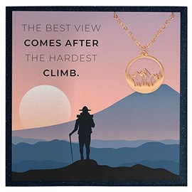 Memory Created Traveler's Necklace Gift Mountain Necklace Empowerment Necklace Mountain is Waiting Necklace Gift for Friend Waterproof Necklace Tarnish Resist Necklace