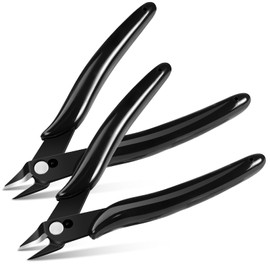 Ainiv 2PCS Micro Wire Cutter, Spring-Loaded Side Cutting Pliers Flush Cutters, Precision Diagonal Cutting Pliers in CRV Steel, Wire Snips for Electrical, Homes, Craft, Jewellery, 3D Print Models-Black