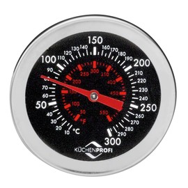 Küchenprofi Frittier-Thermometer aus Edelstahl mit praktischem Clip, Küchenthermometer, Grillthermometer, Fleischthermometer analog, 0-300 °C Skala in °C und °F ablesbar, 21,2 cm