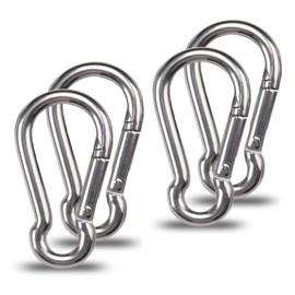 Luoqun88 Carabiner Heavy Duty 304 Stainless Steel M6 Carabiner Snap Hook Gauge Steel Carabine Swivel Spring Clip for Outdoor Hiking Camping Fishing (Not for Climbing 8PCS)