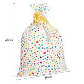 Outus 4 Pcs Extra Large Gift Bags 36'' x 48'' for Birthday Wrapping Gifts Jumbo Plastic Storage Bags with 4 Rolls Pull Flowers for Valentines Day Bridal Baby Shower Birthday