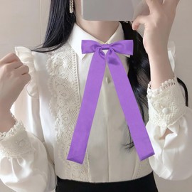 Mantieqingway Bow Ties for Women Pre-tied Adjustable Ribbon Girls Bowtie Uniform, School, Wedding, Cosplay, T-shirt Accessory (Purple)