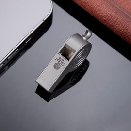 TACRAY Titanium Classical Whistle, Portable Lanyard Keychain Whistle, Emergency Loud Whistle up to 126 decibels for Survivals, Hiking, Camping, Boating or Pet Training