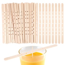 Gjinxi Wooden Candle Wick Holders 50 Pcs Multiwick Centering Device Holders Supplies Crafting Making Candle Wicks Bars Wax Stick Clips Center Tool for DIY Material Package Mold