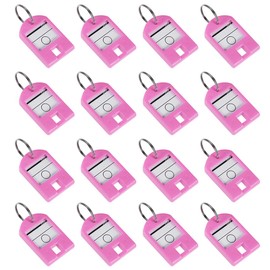 sourcing map Plastic Key Tags with Split Ring Keychain ID Luggage Label Window 40x27mm, Pink 16Pcs