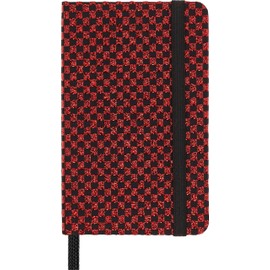 Moleskine Shine Notebook, Cover with Made in Italy Mantero Fabric, with White Pages and Elastic Closure, Pocket Size 13.6x8.8 cm, Color Red