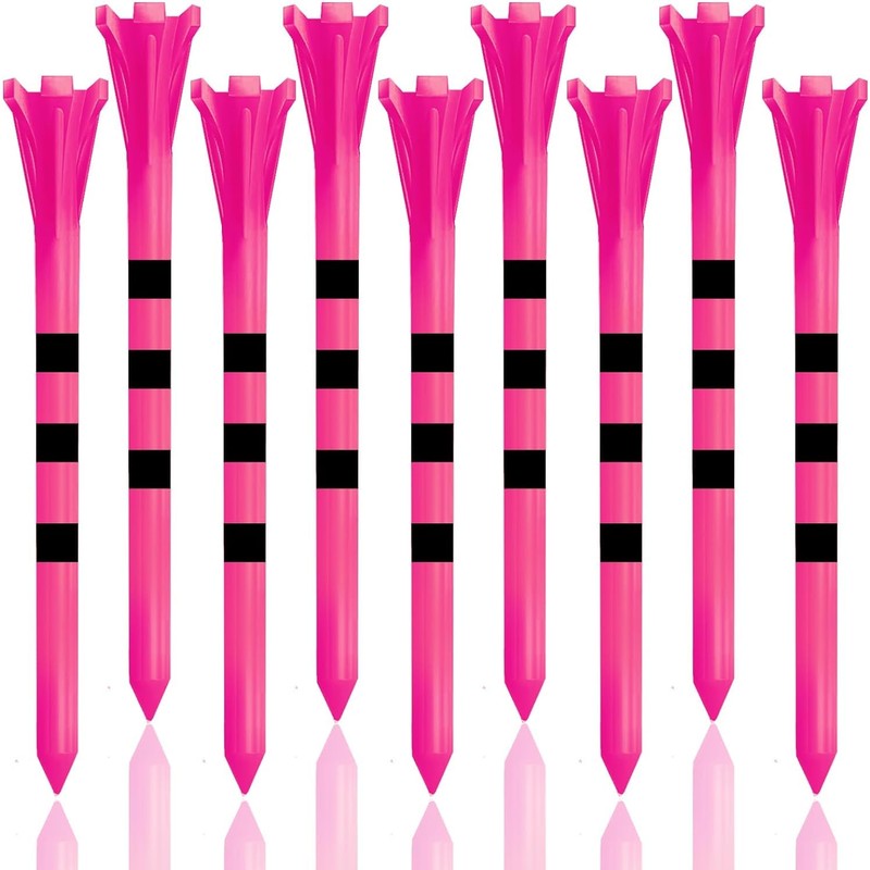 Pink Golf Tees 5 Prong with Black Stripe Bulk 100