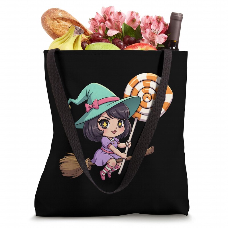Chibi Witch Lollipop Ride Tote Bag
