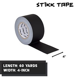 STIKK - Cinta adhesiva negra - 4 x 60 yardas - Cinta adhesiva profesional para trabajos de escena, cinta de injerto para filmación, fotografía y radio, cinta eficaz resistente al agua