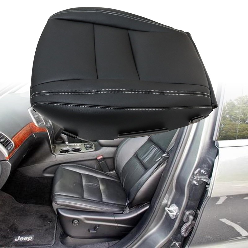 SecosAutoparts Front Driver Side Bottom Non-Perforated Leather Replacement Seat Cover