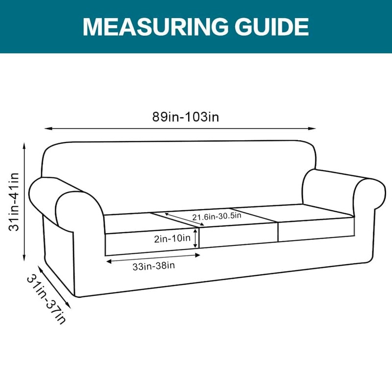 Turquoize 4 Piece Sofa Covers for 3 Cushion Couch Sofa