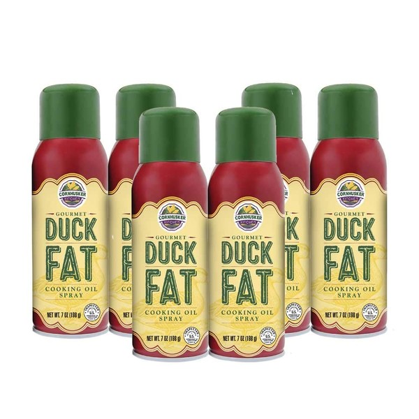 Cornhusker Kitchen's Duck Fat Cooking Oil Spray 7 oz - Case of 6 Cans - Made in the USA - Proudly Made in Nebraska