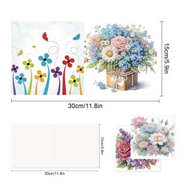 TDFERAN 8 Packs DIY Mosaic Kits for Adults Flowers Diamond Painting Cards Holiday Valentines Day Craft Making Kit Diamond Art with Envelopes Diamond for Birthday Thanksgiving Day All Occasion Card