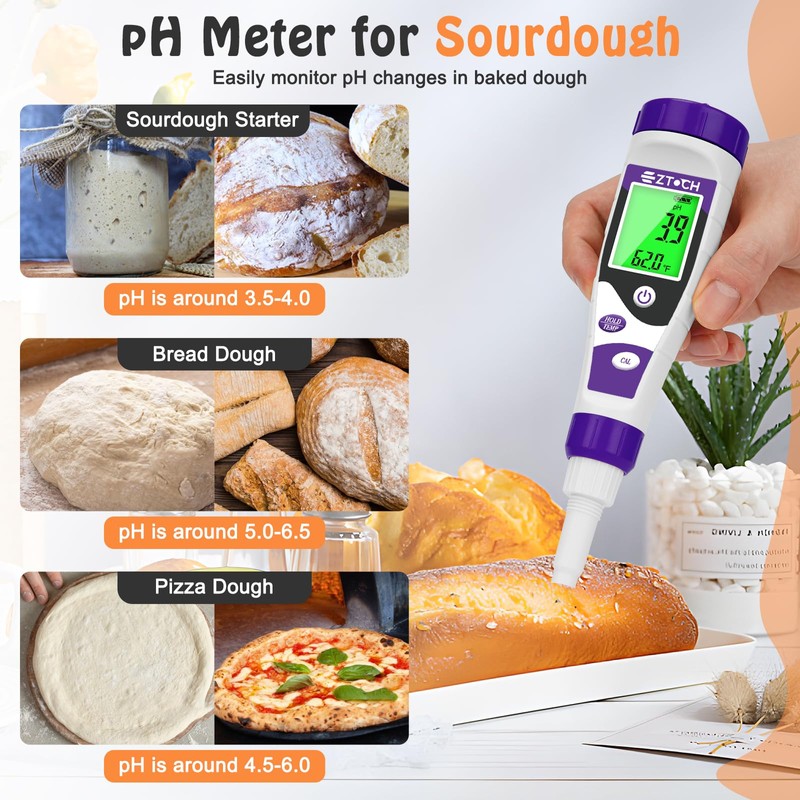 EZTOCH Food pH Meter, Digital pH Meter for Food Fermentation