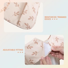 Little Dimsum Bibs with Sleeves-Waterproof Baby Bibs for Baby Led Weaning, Long Sleeved Toddlers Feeding Bib Apron, Food Protection Large Pocket Coverall，for Baby Infant Toddlers (Leaf)