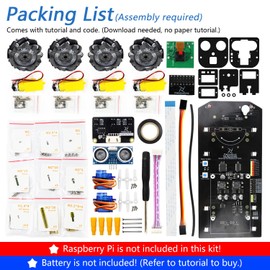 FREENOVE Mecanum Wheel Car Kit for Raspberry Pi 4 B 3 B+ B A+, Face Tracking, Line Tracking, Light Tracing, Obstacle Avoidance, Colorful Light, Ultrasonic Camera Servo (Raspberry Pi NOT Included)