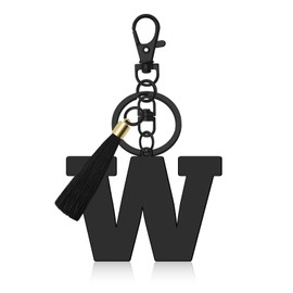 Initial Letter Keyring for Purse Backpacks Handbags Letter A-Z Keychain with Tassel Initial Keychain Gifts for Daughter Sisters Graduation Christmas Birthday Gift Alphabet Initials Keyring (Letter W)