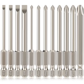 Hakkin 12PCS Screwdriver Bits Set S2 Steel Magnetic Screwdriver Bits 3 Inch Slotted Phillips 1/4" Hex Shank Screwdriver Bits for Power Screwdriver Drill Impact Driver