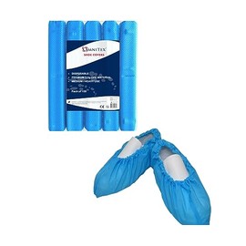 100x Omnitex® 3.5g Premium Disposable Shoe Covers, Strong Floor, Carpet Protectors. Embossed Overshoes. Medium to Heavy Use (1x Pack of 100)
