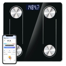 Digital Body Scale Trnr-BDYSCLE-BLK, Home Essential Body Weight Scale for People, Durable Bathroom Accessory, Compatible with Apple and Android OS, Workout and Fitness Equipment