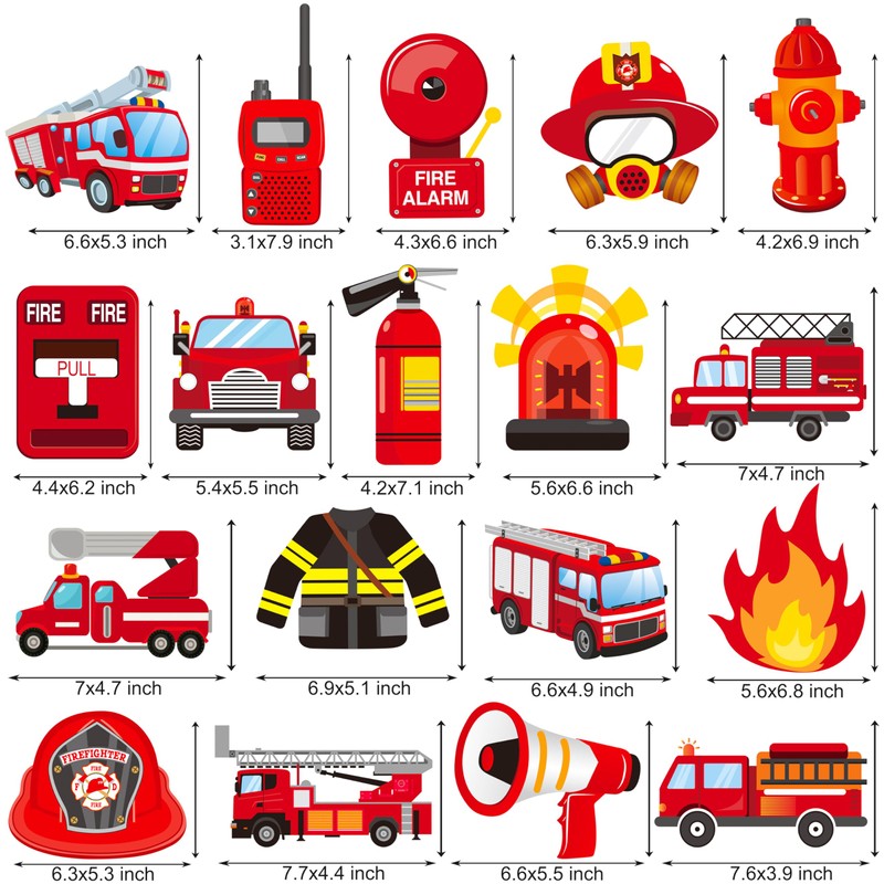 18pcs Fire Truck Party Centerpiece Sticks Fire Engine Rescue Theme