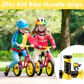 Children's Bicycle Grips 22 mm with Reflective Strips, Bell and Screwdriver, 95 mm Length Rubber Handlebar Grips Bicycle Children for Scooters, Children's Balance Bike, Children's Bicycle (Yellow)