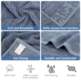 Hand Towels 6 Pack - Soft Viscose Made from Bamboo Hand Towel, Highly Absorbent & Quick Drying Decorative Hand Towels for Bathroom, Multipurpose Use for Face,Spa,Salon Towels, 13x29 inches, Blue