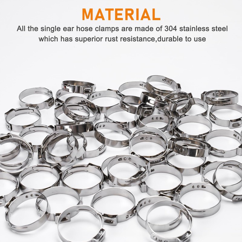 Sieqioor 100 Pack 1/2 Inch(17.5mm) PEX Cinch Clamps, Stainless Steel