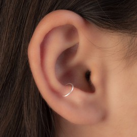 FAKE ANTI TRAGUS - 20 gauge snug fake Silver Anti-tragus faux thin anti tragus ring - false Sterling Silver Anti tragus jewelry (Silver)