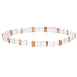 C·QUAN CHI Tila Bead Bracelet Women Strand Bracelet Flat Bead Bracelet Handmade Stack Friendship Bracelet 07I