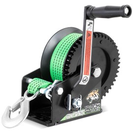 Linkloos Boat Winches for Trailers, 1600lbs Boat Winch with 33 Ft Strap Green, Heavy Duty Hand Winch with 2-Way Ratchet 4:1 Gear, Portable Trailer Winch for Boat, Truck, Jet Ski, ATV, RV