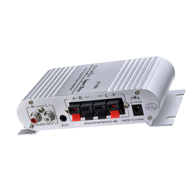 Car Power Amplifier Digital Stereo Audio Amp Treble Bass Volume