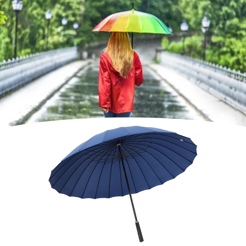 Long Handled Umbrella 24 Rib Large Windproof Reinforced Straight Umbrella