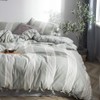 BISELINA 100% Washed Cotton Striped Duvet Cover Set 3pcs Bowknot