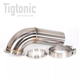 Tigtonic 4" Downpipe 4.75" OD V-Band 304 Stainless 90° Elbow 6" Straight Back Purged