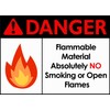 F5Xclusive Danger Flammable Material Sign, No Smoking or Open Flames